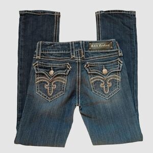 Rock Revival Debbie Straight Women's Size 27 Rhinestone Embellised Jeans